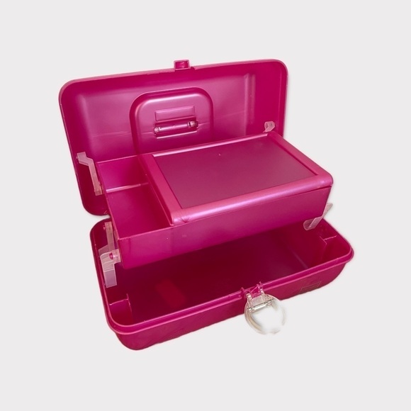 Y2K 90s Caboodles Pink Makeup Pageant Travel Storage Box Case Super Clean - Picture 1 of 9
